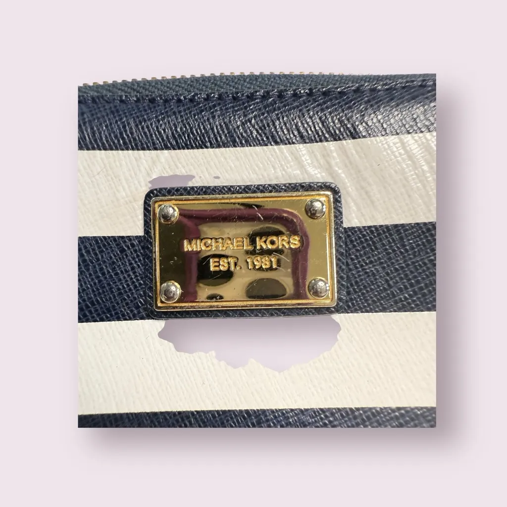 Michael Kors‎ Navy and White Striped Wallet - Image 3