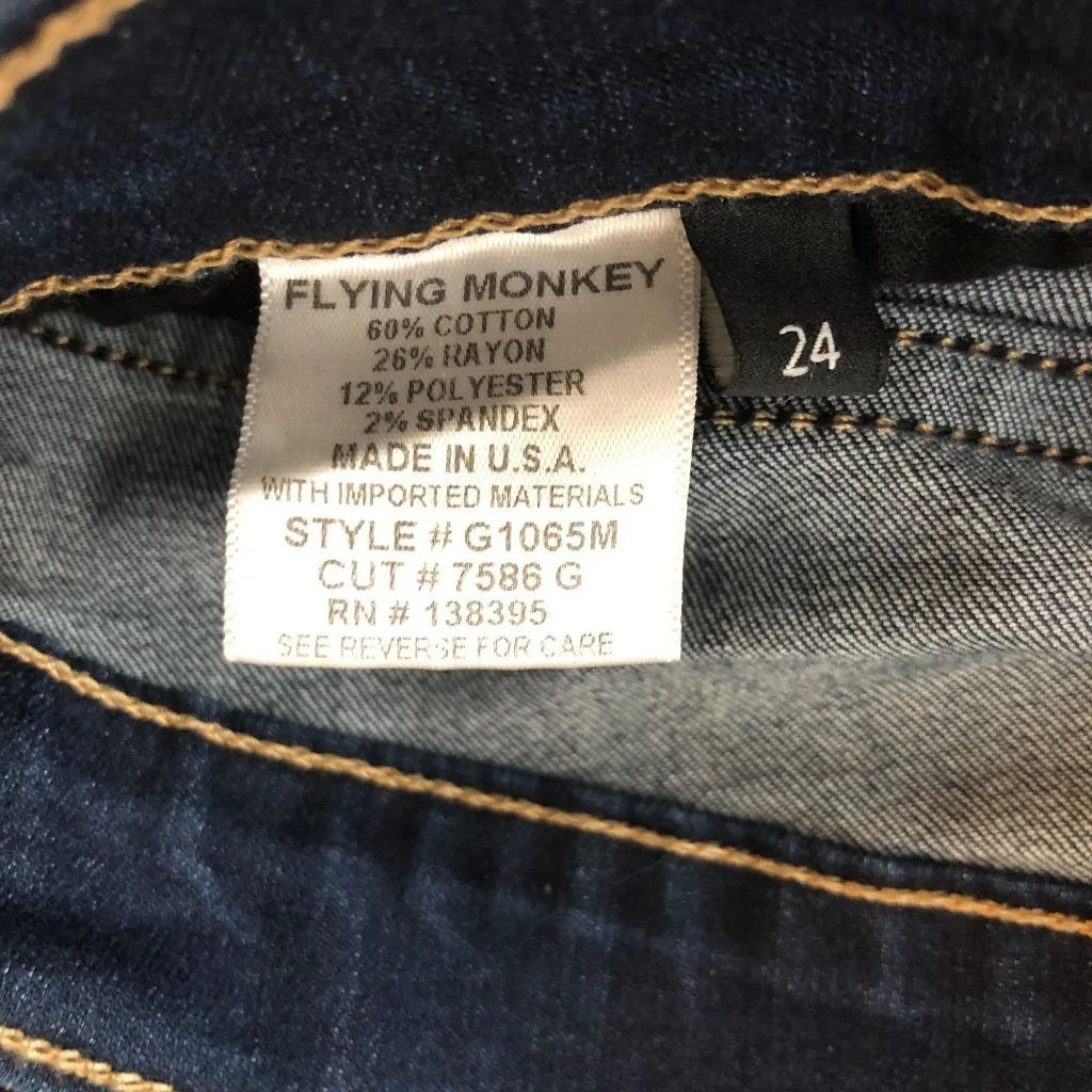Flying Monkey Womens Distressed Skinny Jeans Size 24 Dark Wash Stretch - Image 4