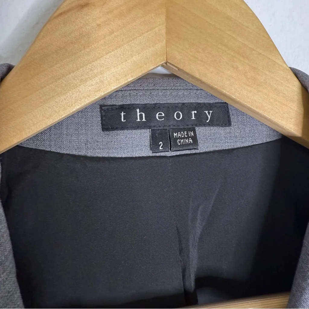 Theory Women’s Anorie II Broadway Gray Wool Blend Blazer Size 2 - Image 8