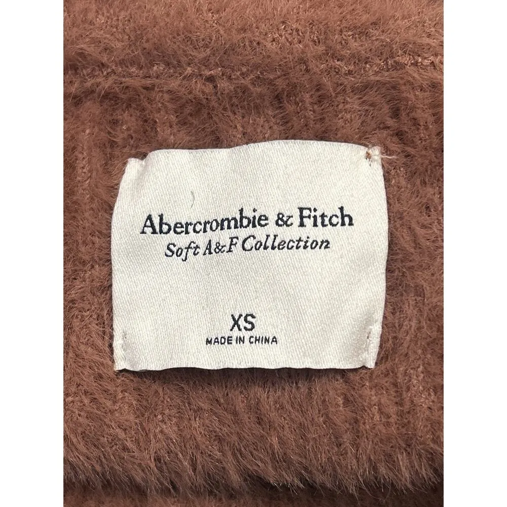Abercrombie & Fitch Brown Long Sleeve Faux Fur Crew Neck Sweater Top Size XS - Image 3