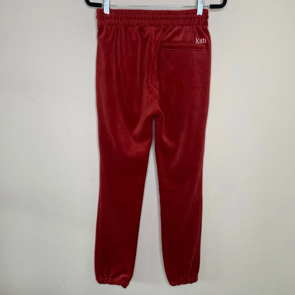 Kith Red Velour Track Pants Sz Small - Image 3