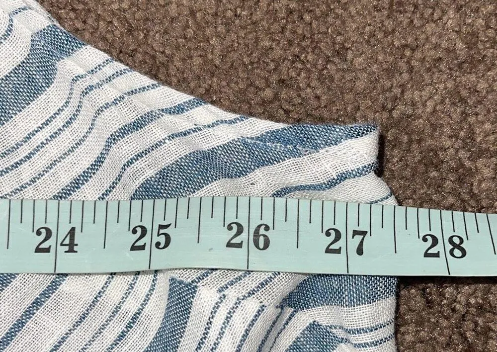 Ava & Viv Womens Striped Linen Blend Button Front Summer Shirt Dress Blue 2X NWO - Image 7
