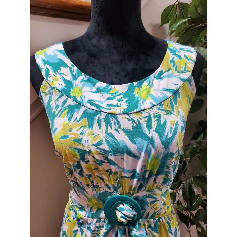 Susan Lawrence Women's Polyester Round Neck Sleeveless Knee Length Dress Size L - Image 5