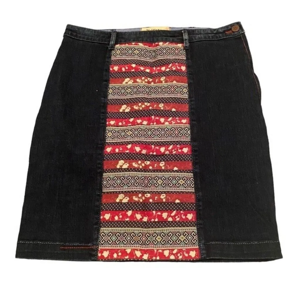 Holding Horses Anthropologie  27 Western Patchwork Denim Jean Skirt Knee Length - Image 3