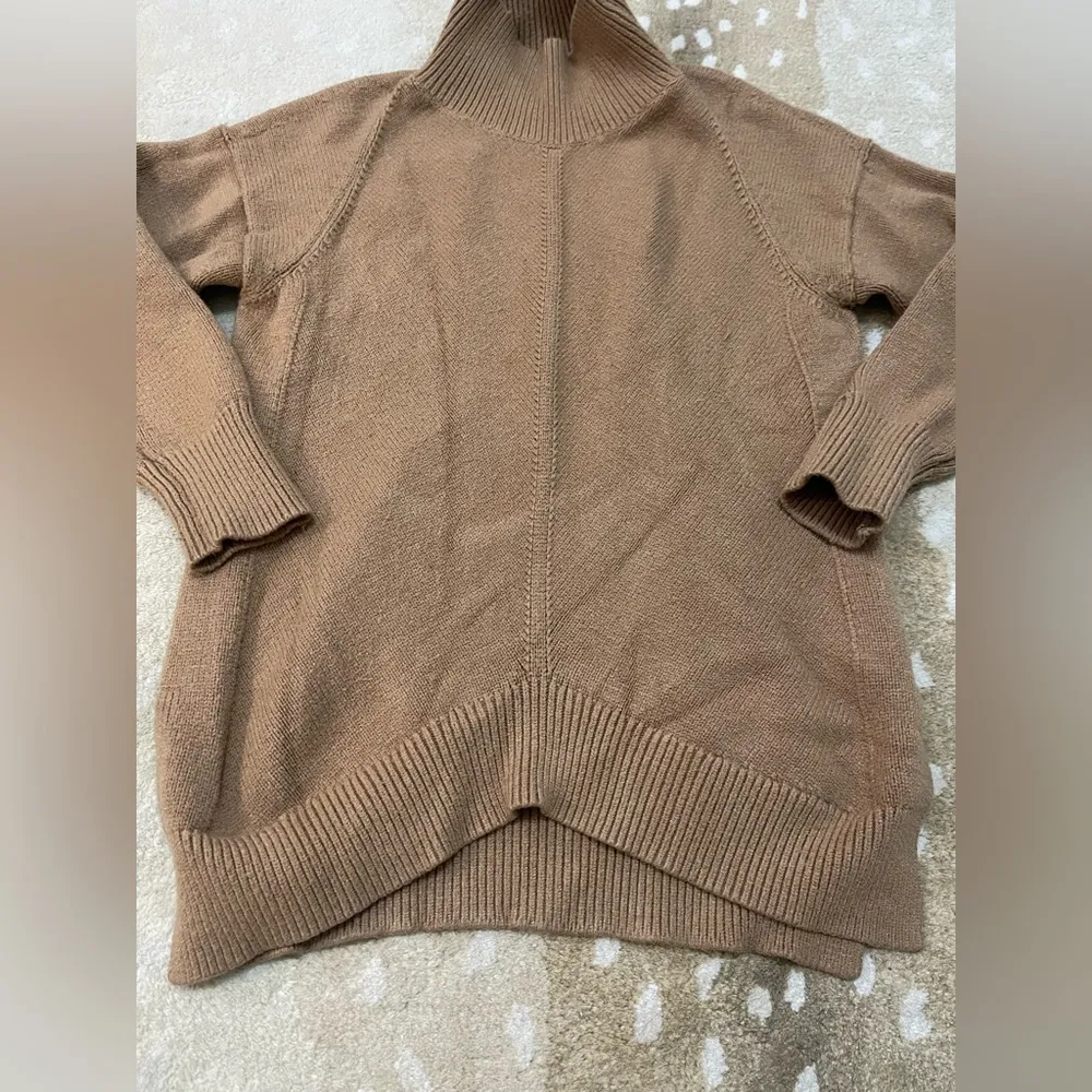 Anthropologie Maeve crystal mock neck oversized sweater in tan women’s size XS - Image 4