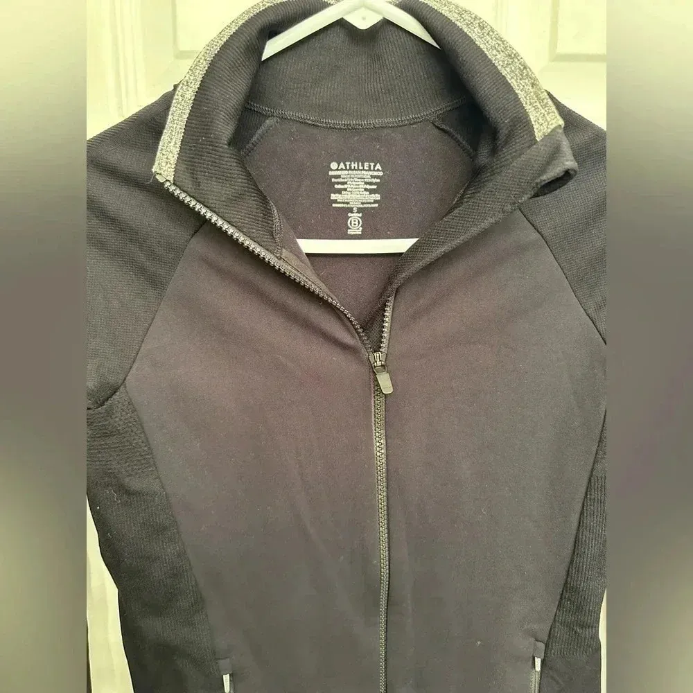 Athleta Jacket Womens Small Zip Up Slim Fit Andes Hybrid Running Black Pockets - Image 7