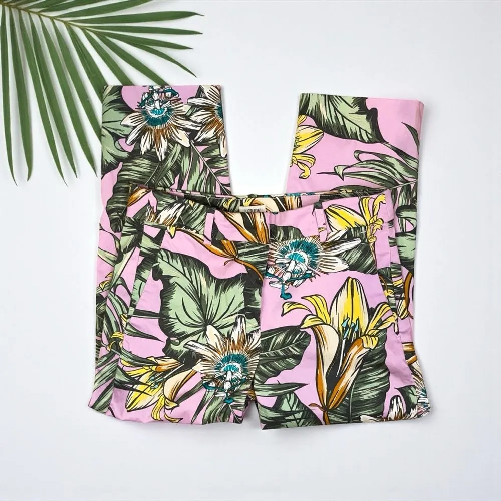 J. Crew Floral Printed Skimmer Pants in Lilac Smoky Fern - Cropped - Sz 0 - Image 5