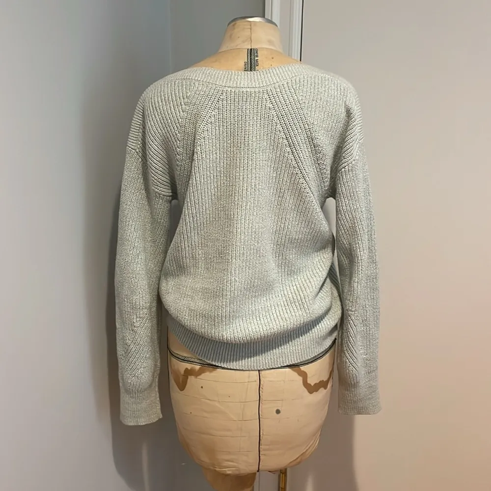 GAP Teal Crew Neck Sweater with Ribbed Texture Size Medium - Image 2