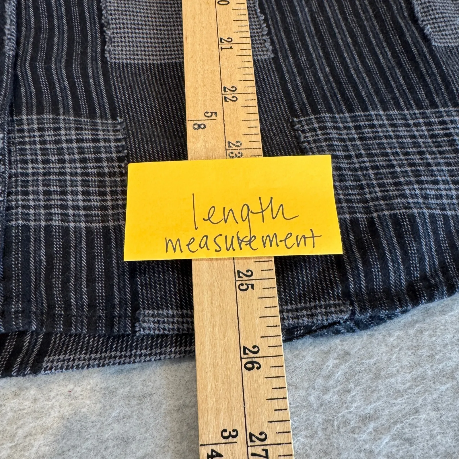 Dylan Patchwork Ruffle Sleeve Button Front Shirt Top Womens S Black Gray Plaid - Image 10