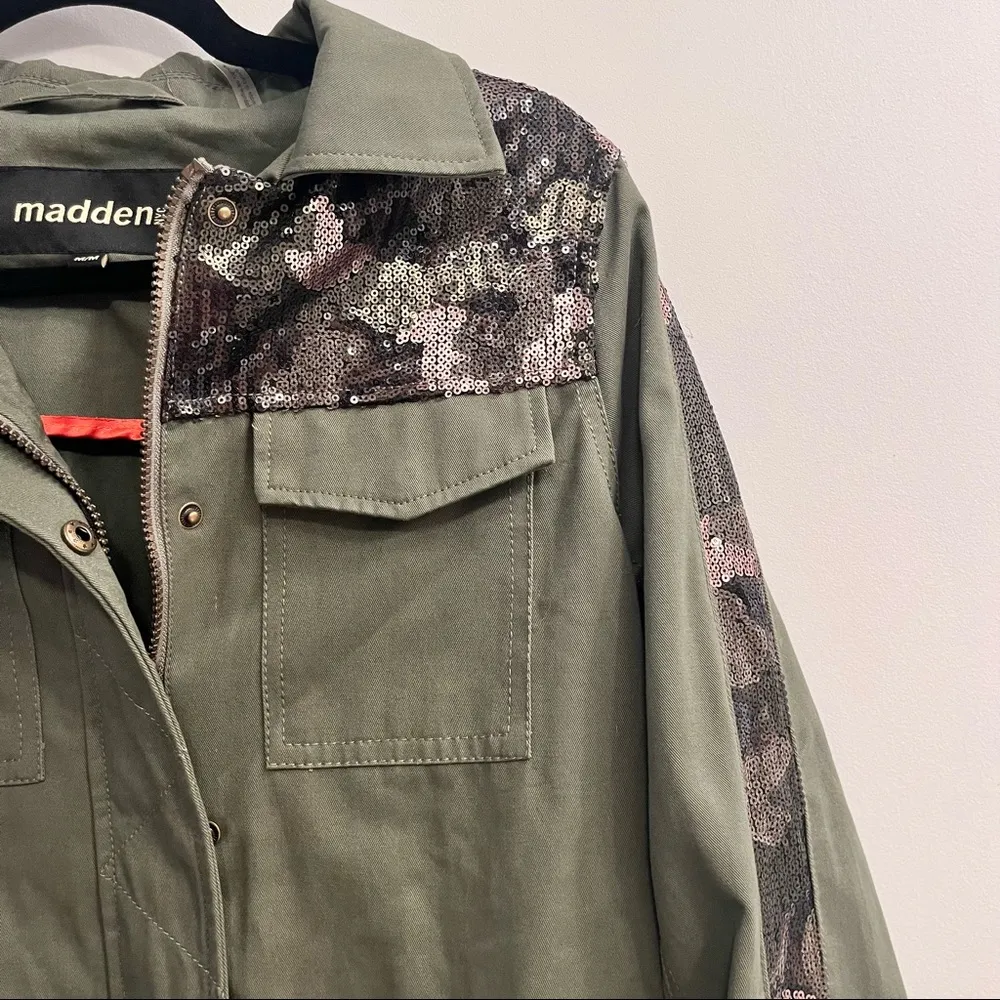 Madden NYC Olive Green with Sequin Trim Utility jacket - Medium - Image 5