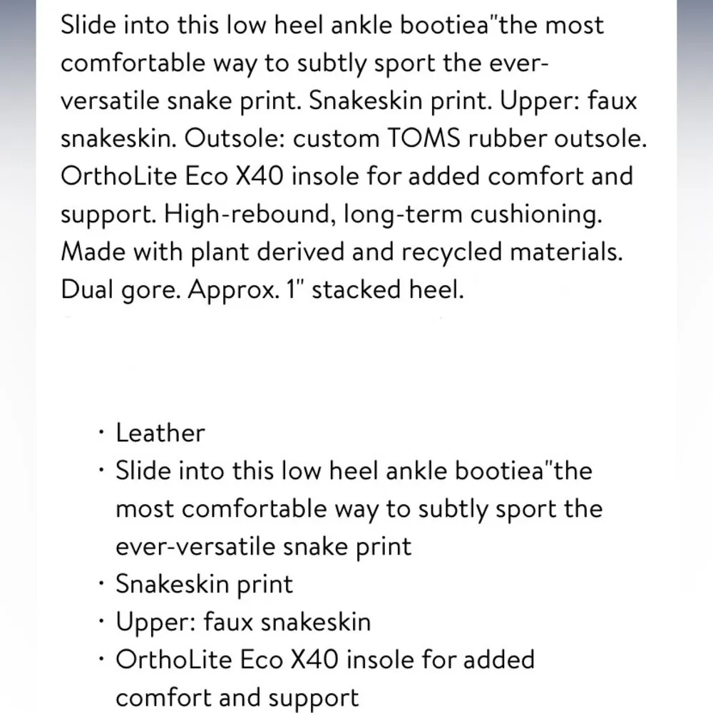 Toms Shaye Leather Snakeskin Print Ankle Booties Low Boots 7.5 Snake Shoes - Image 12