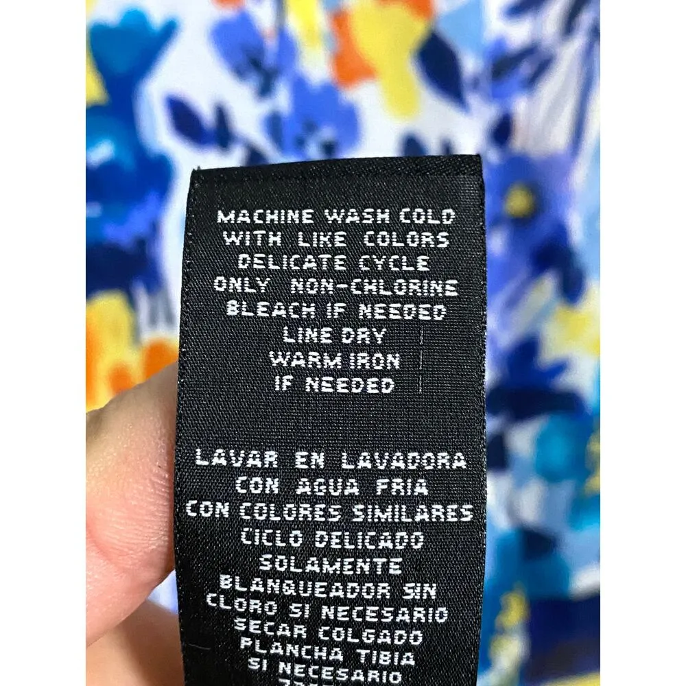 Rafaella Watercolor Floral Boho Wearable Art Whimsy Button Blouse Top Womens L - Image 8