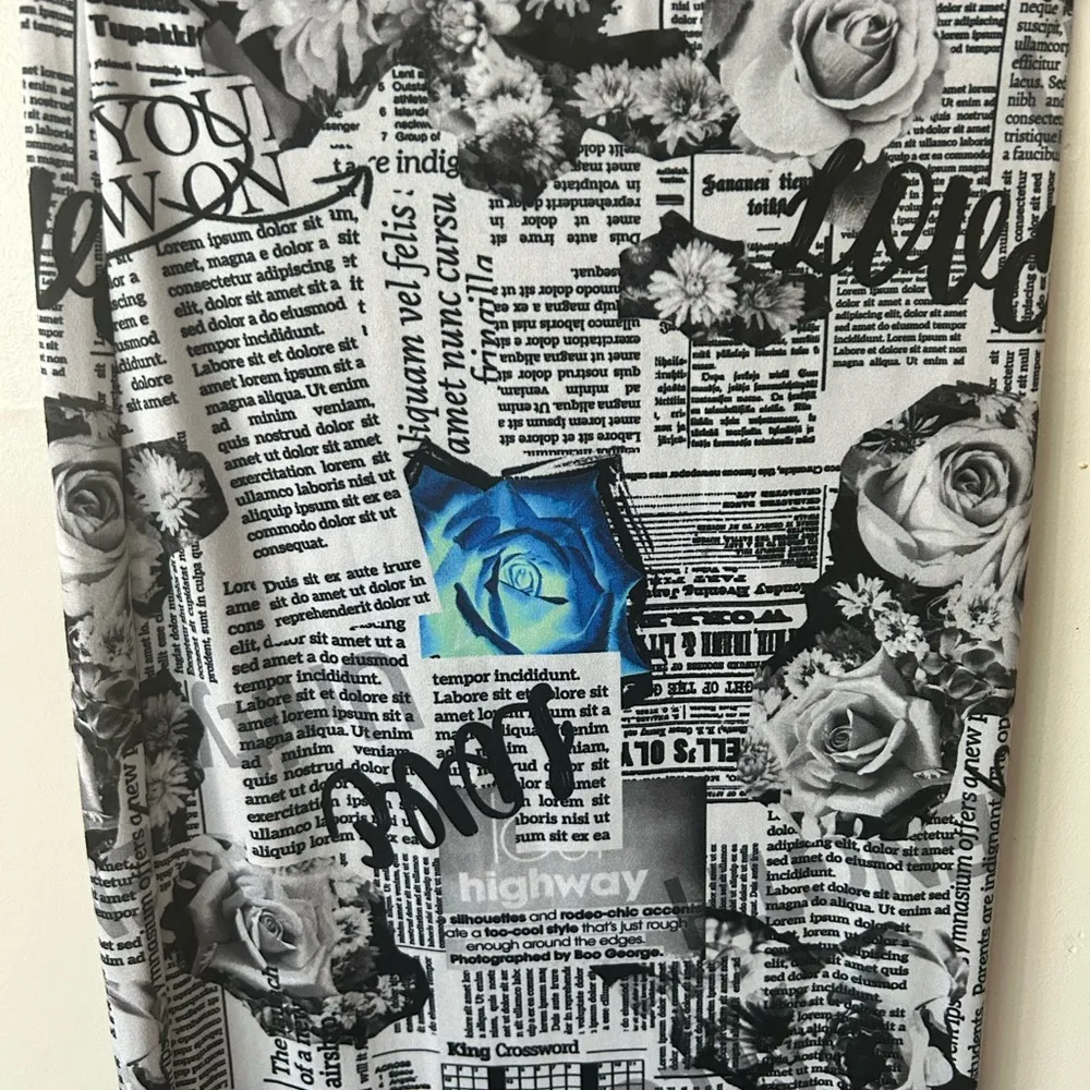 G & S from RainbowShops Black Newspaper Print Maxi skirt - Image 3