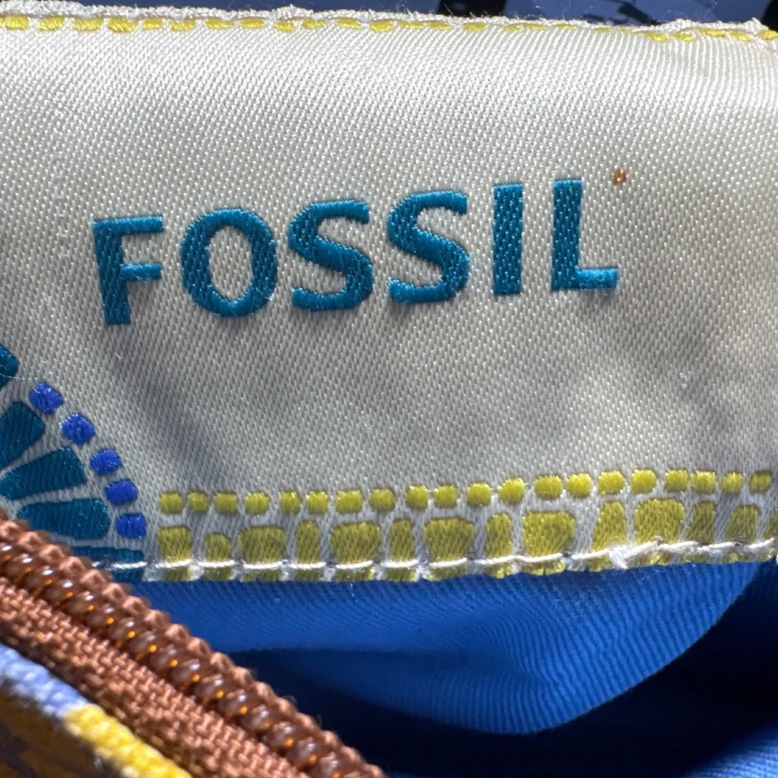 Fossil Shoulder Bag Green Floral Print Braided Strap Hobo Style 70s/80s Vintage - Image 3