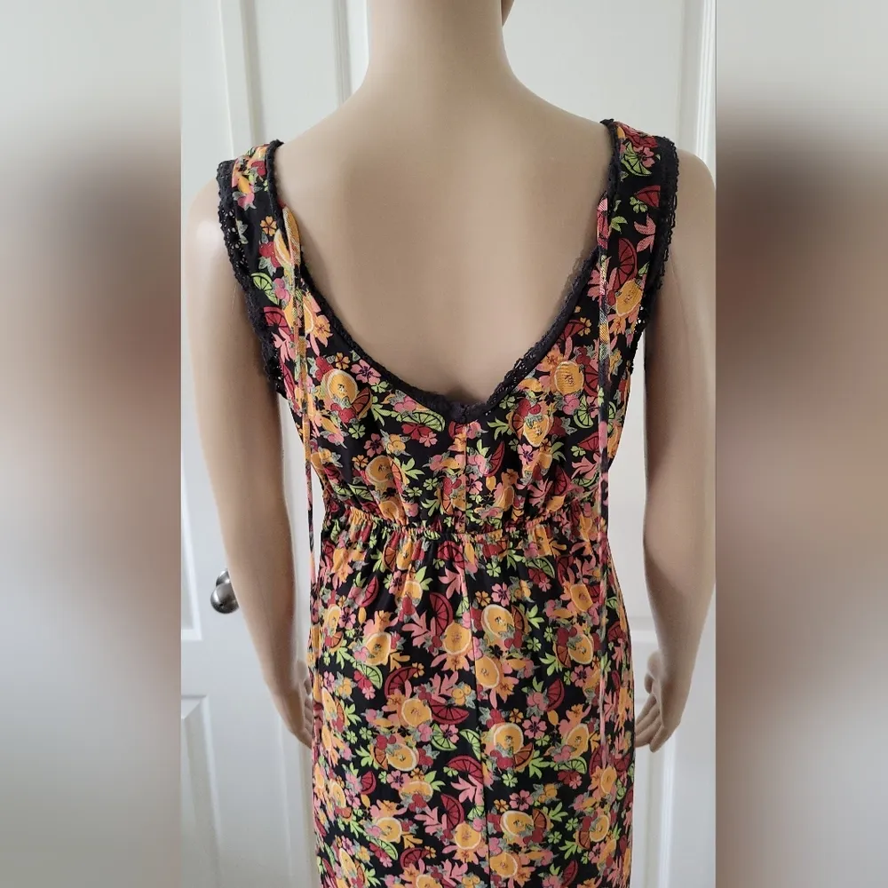 STITCH AND PINE Y2K Babydoll Lace Ribbon Fruit Midi Dress Size S Red - Image 7