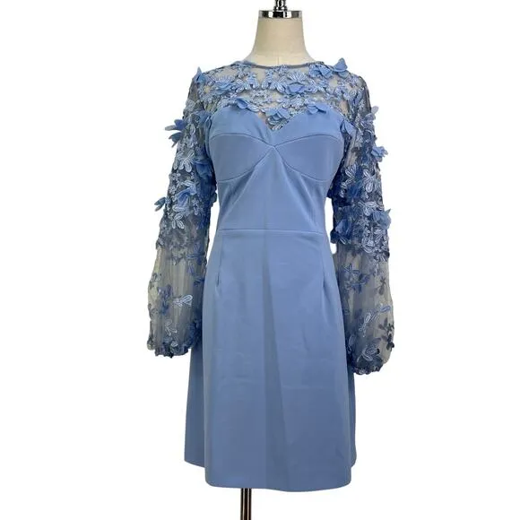 Dress The Population Mila Long-Sleeve Mini Dress Blue Anthropologie - Image 2