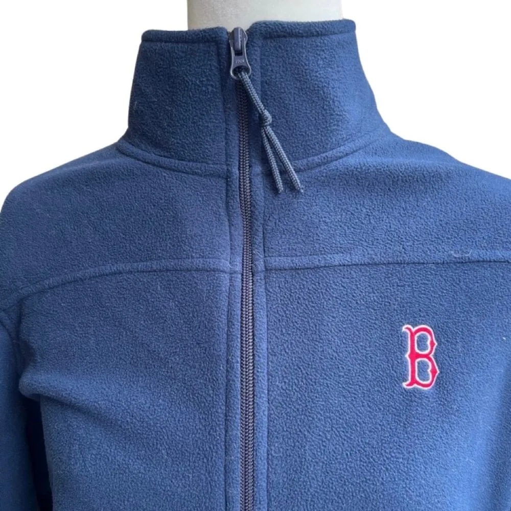 Boston Red Sox Navy Blue Fleece Jacket Full Zip Embroidered B Size L Antigua - Image 2