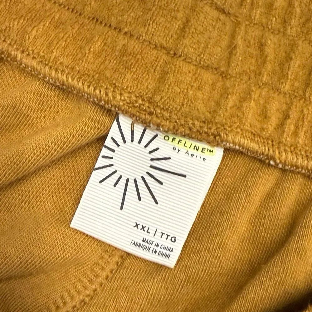 Aerie Offline terry cloth mustard yellow shorts in XXL - Image 3