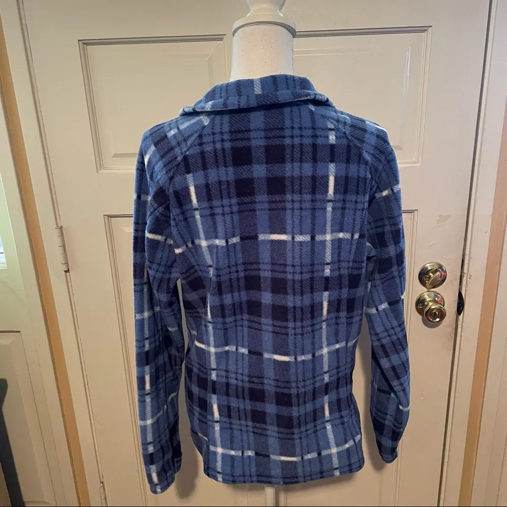 Columbia Blue Plaid Quarter Zip Fleece Pullover - Image 4