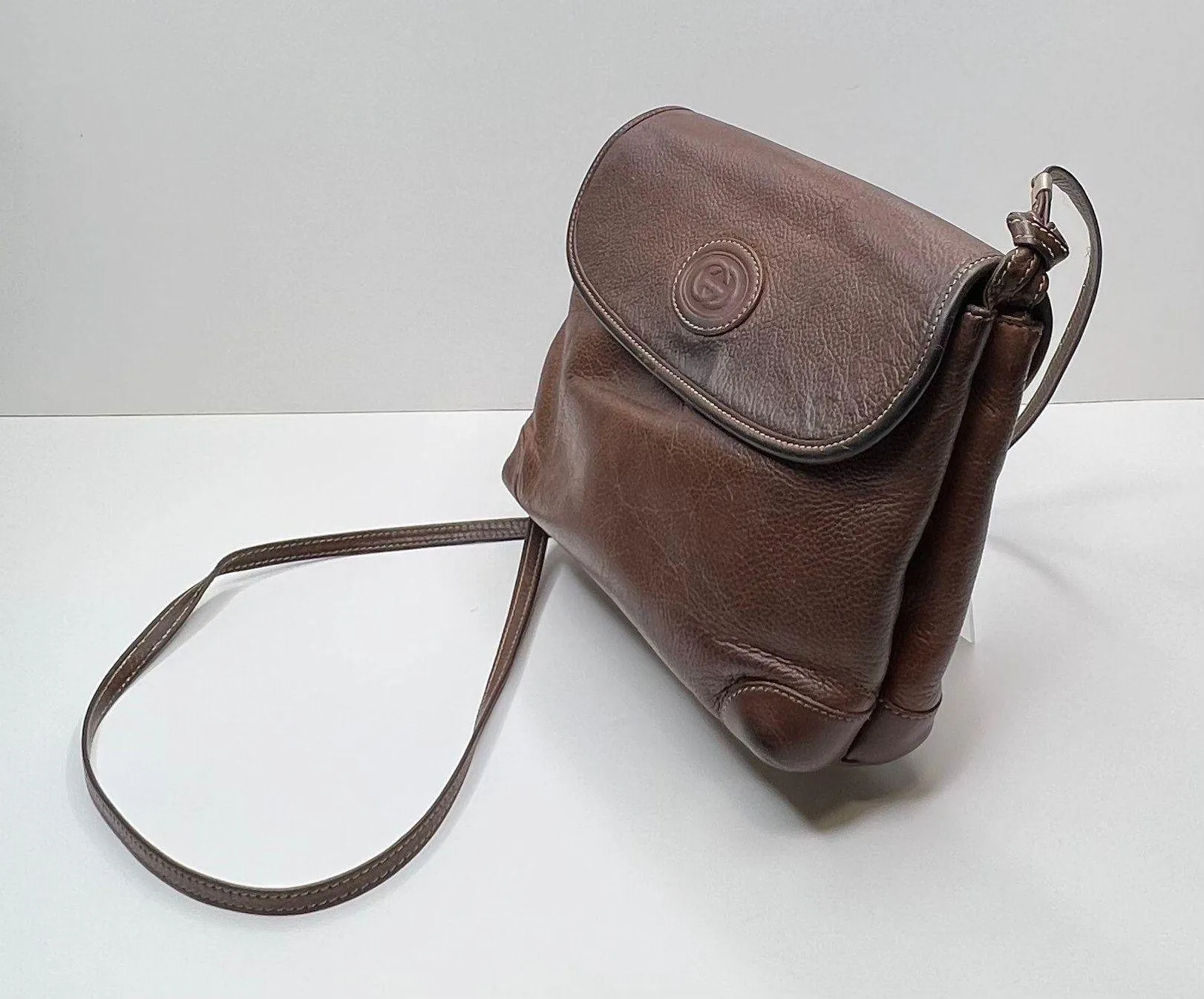 Vintage Leather Flap Crossbody Bag - Image 2