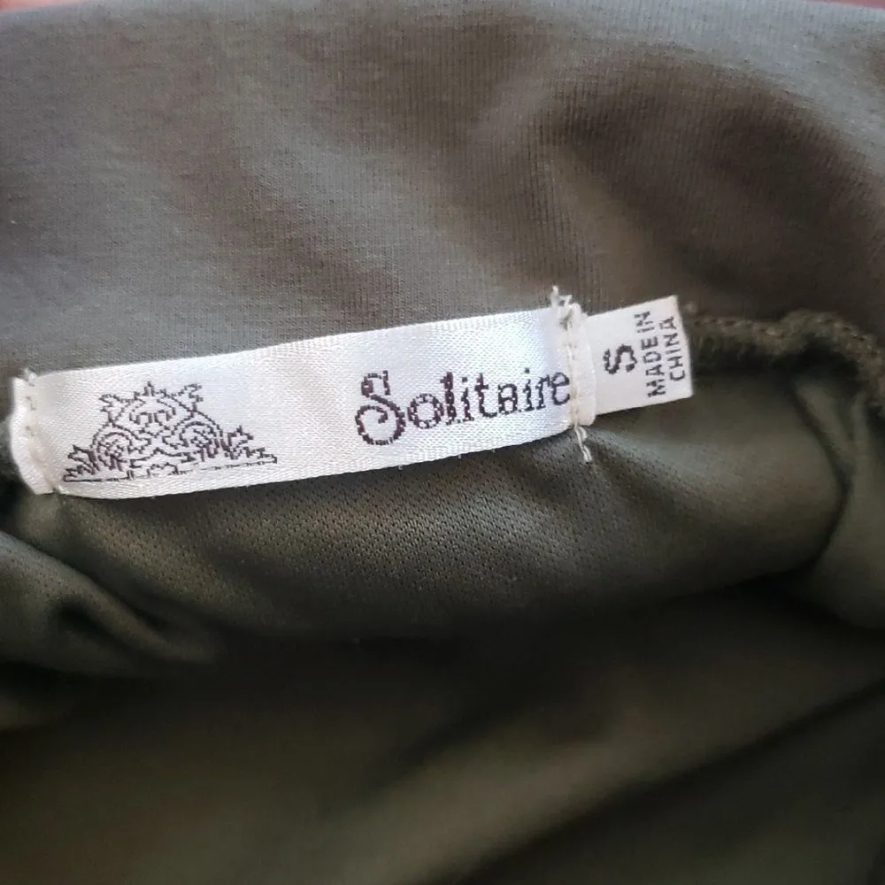 Vintage Y2K Elegant Olive Green Cottagecore Dainty Fairycore Edgy Lacey Skirt S - Image 4