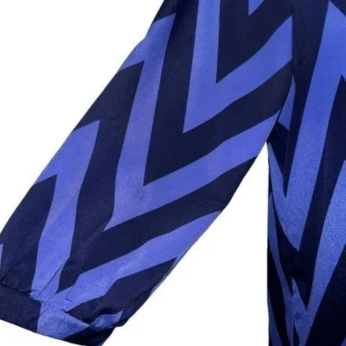 NEEDLE & THREAD  Light and Dark Blue Chevron Print Slinky‎ Mini Dress EUC Size M - Image 5