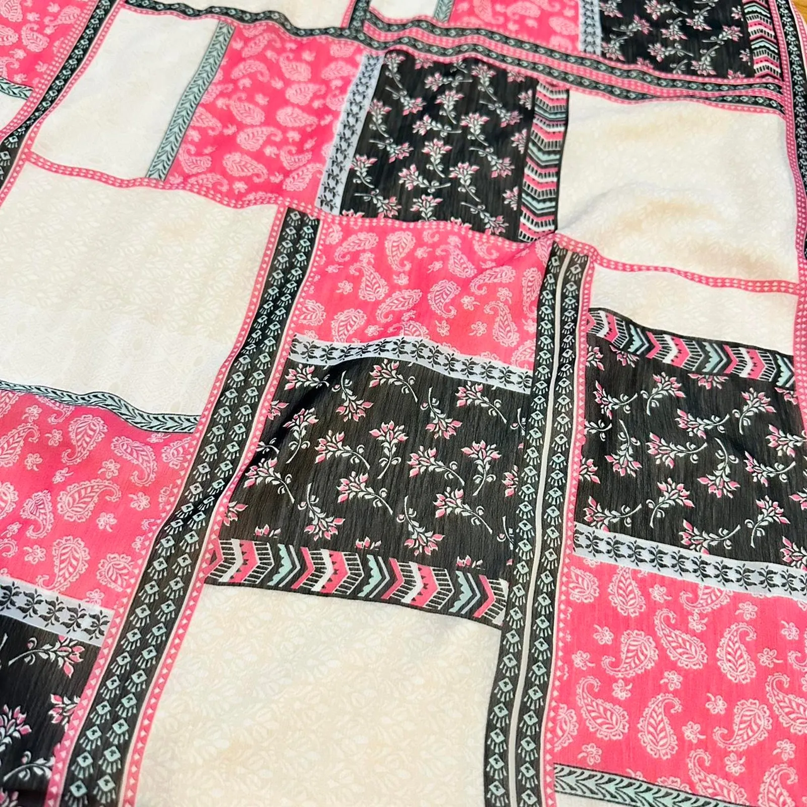 Pink and black paisley patchwork skirt - Image 7