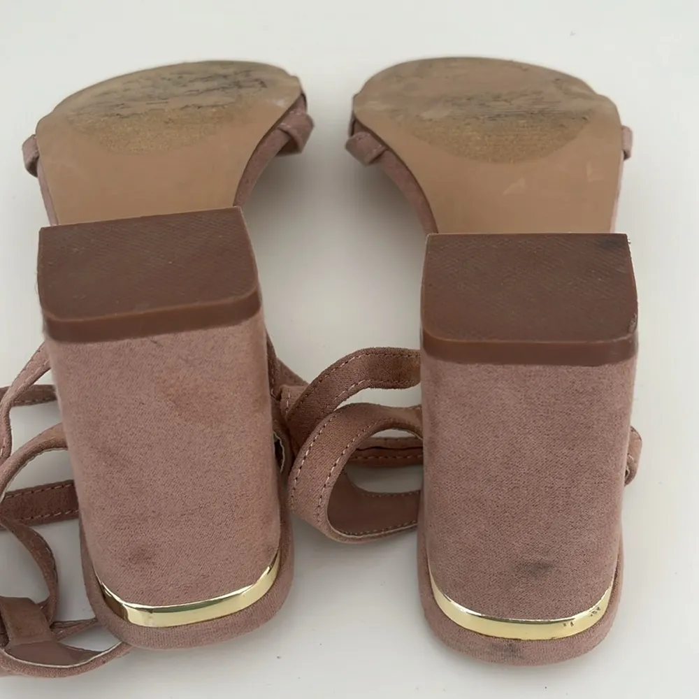 Lulu’s Suede Pink Gold Lace Up Strappy 3.5” Heel in Women’s Size 6.5 - Image 6