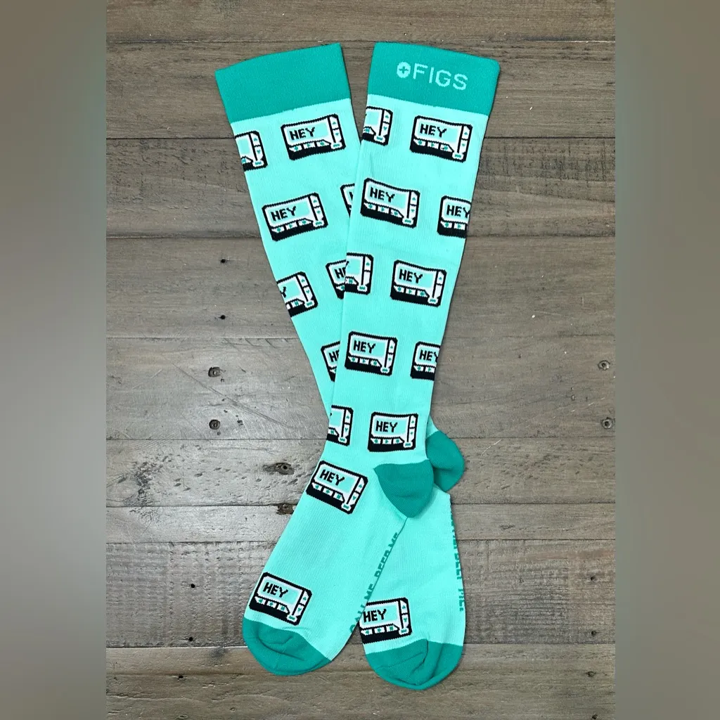 FIGS Compression Socks - Green - Call Me Beep Me - Medium - Image 2