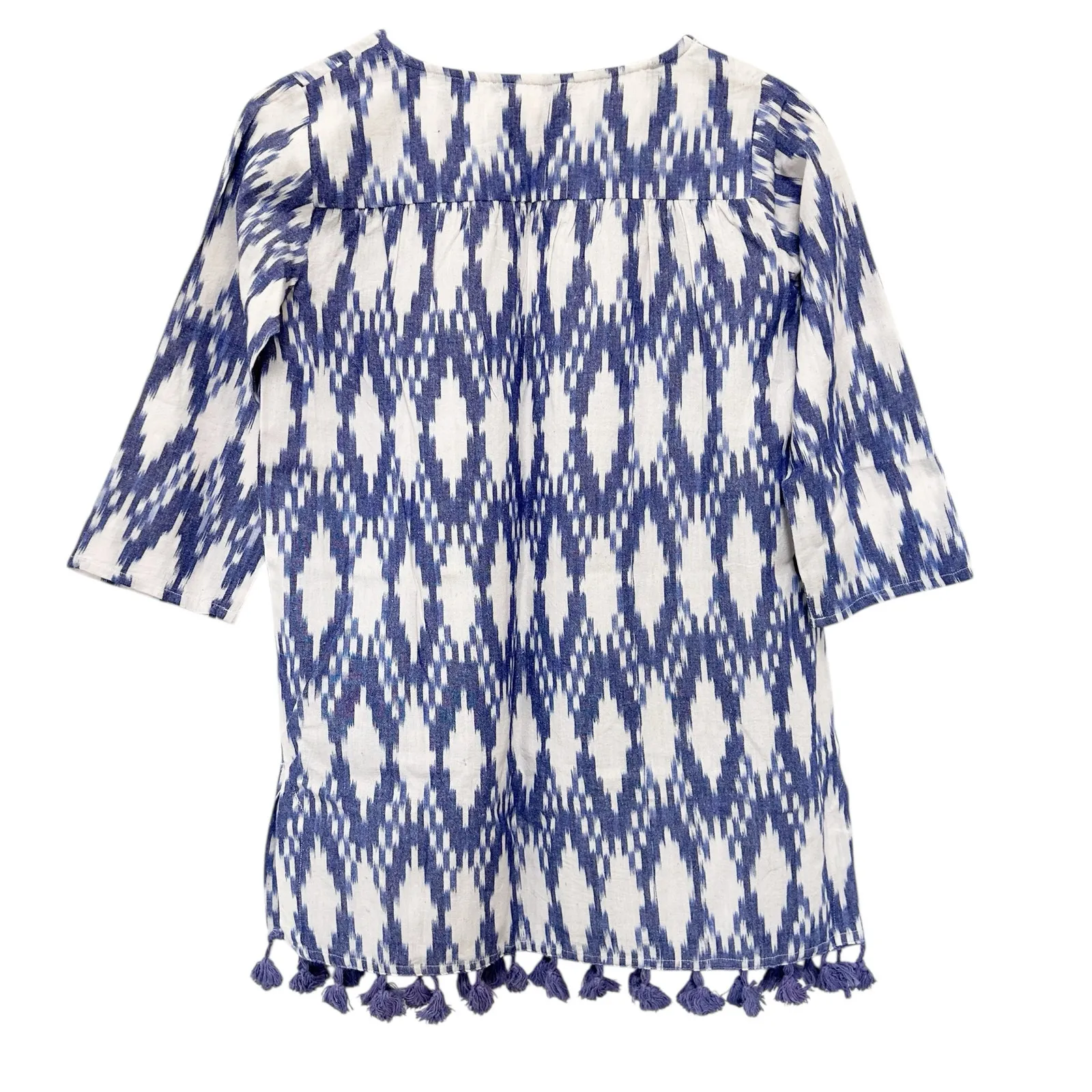 Marea Blue Ikat Printed Tassel Cover Up Sz XS - Image 6