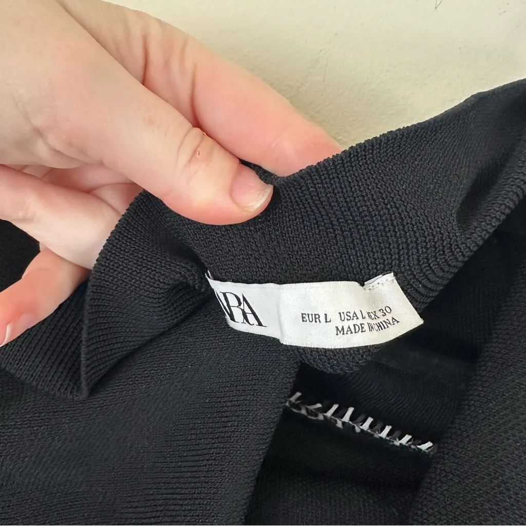 Zara Black Fringe Western Sweater Cowl Neck Poncho Size Large Women's - Image 4