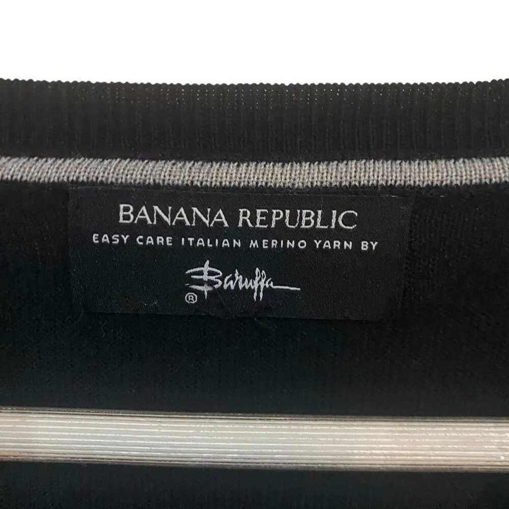 Banana republic easy care Italian Marino wool yarn by baruffa black vneck king s - Image 3