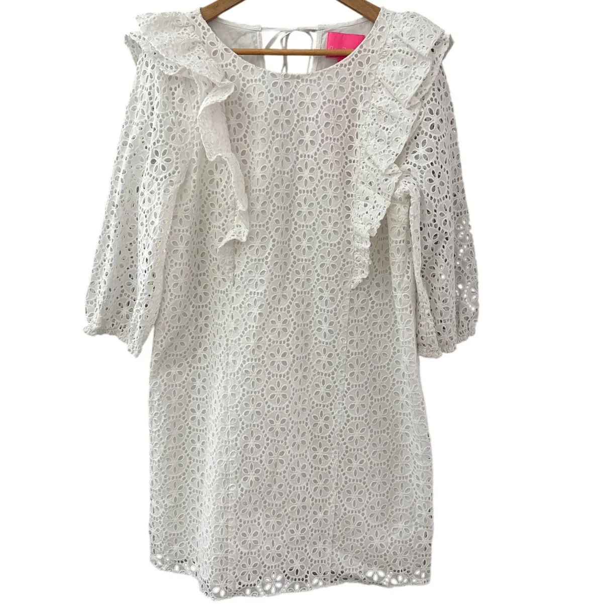 Lilly Pulitzer Primm Dress in Resort White Petite Sand Dollar Eyelet Size‎ Large - Image 7