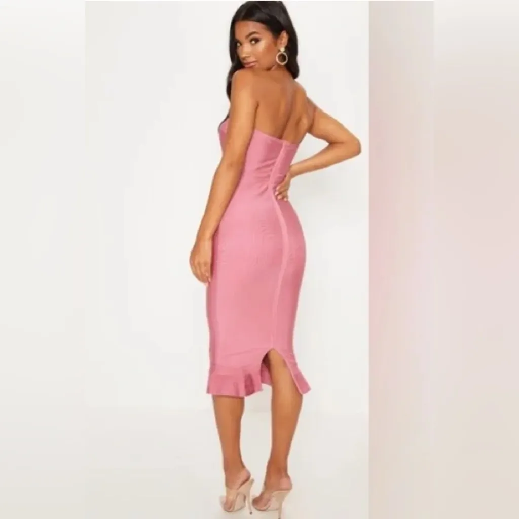 Pretty Little Thing Rose Frill Hem Bandage Midi Dress - SZ‎ 6 - Image 2