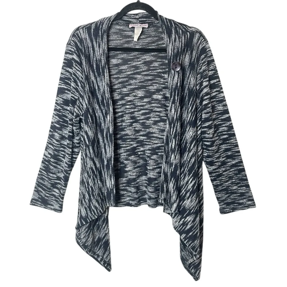 VTG CAROL ROSE Lightweight Navy Blue Asymmetric Sweater Cardigan, Large - Image 2