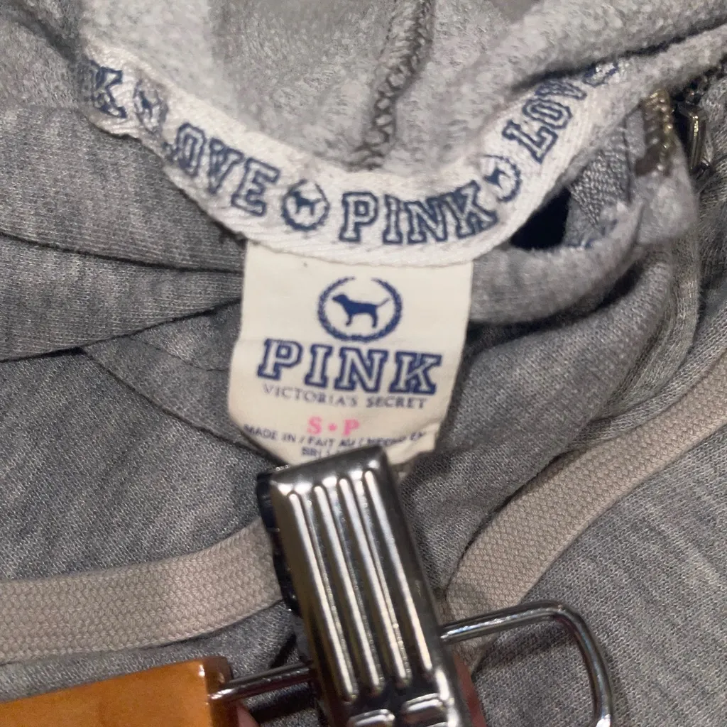 Victoria’s Secret PINK vintage gray purple hoodie zip up sweatshirt woman’s S - Image 6