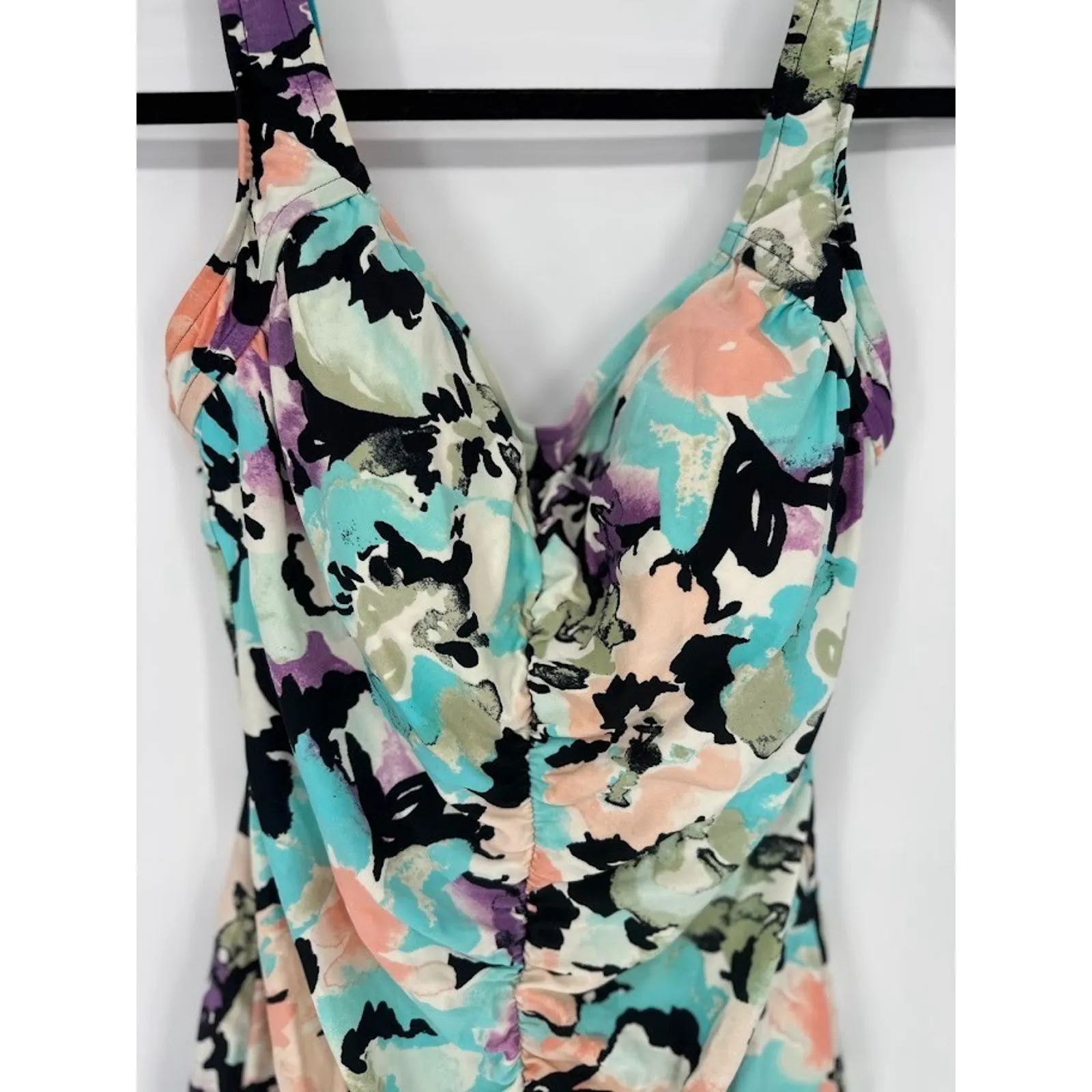 VTG Maxine Of Hollywood 14 Retro Inspired Floral One Piece Bathing Suit Pinup - Image 3