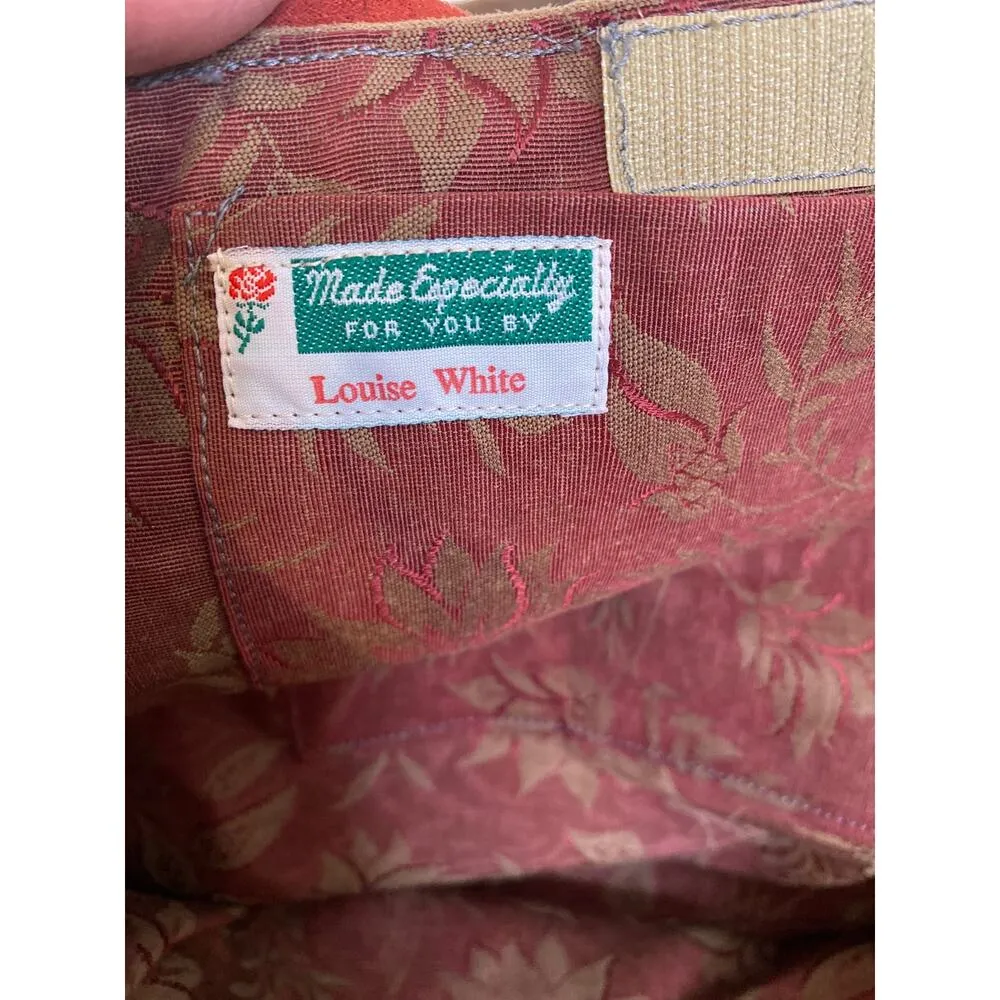 Multicolored Patchwork Sueded Shoulder Bag Purse Handmade by Louise White OS VTG Red - Image 4