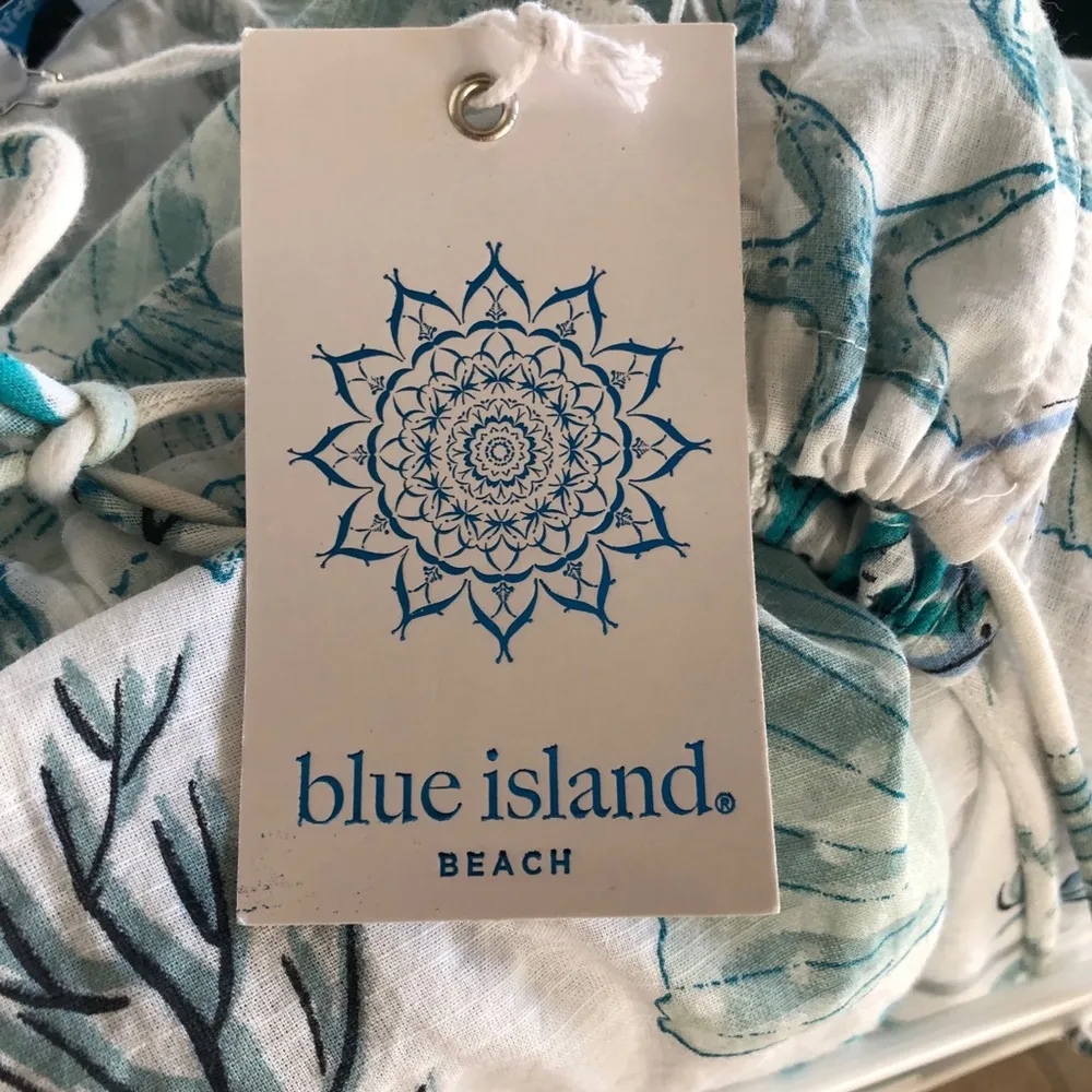 NEW Blue Island Blue/White Shells Swim Coverup L - Image 8