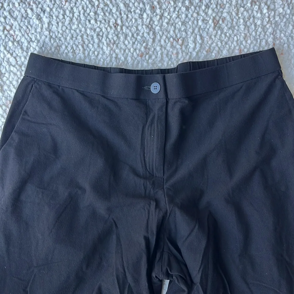 Eileen Fisher Jersey Viscose Cropped Crepe Wide‎ Leg Pants Black Large - Image 3