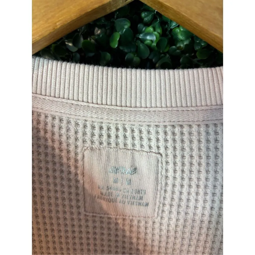 Aerie Oversized Crewneck Thermal Baby Pink Size Medium - Image 2