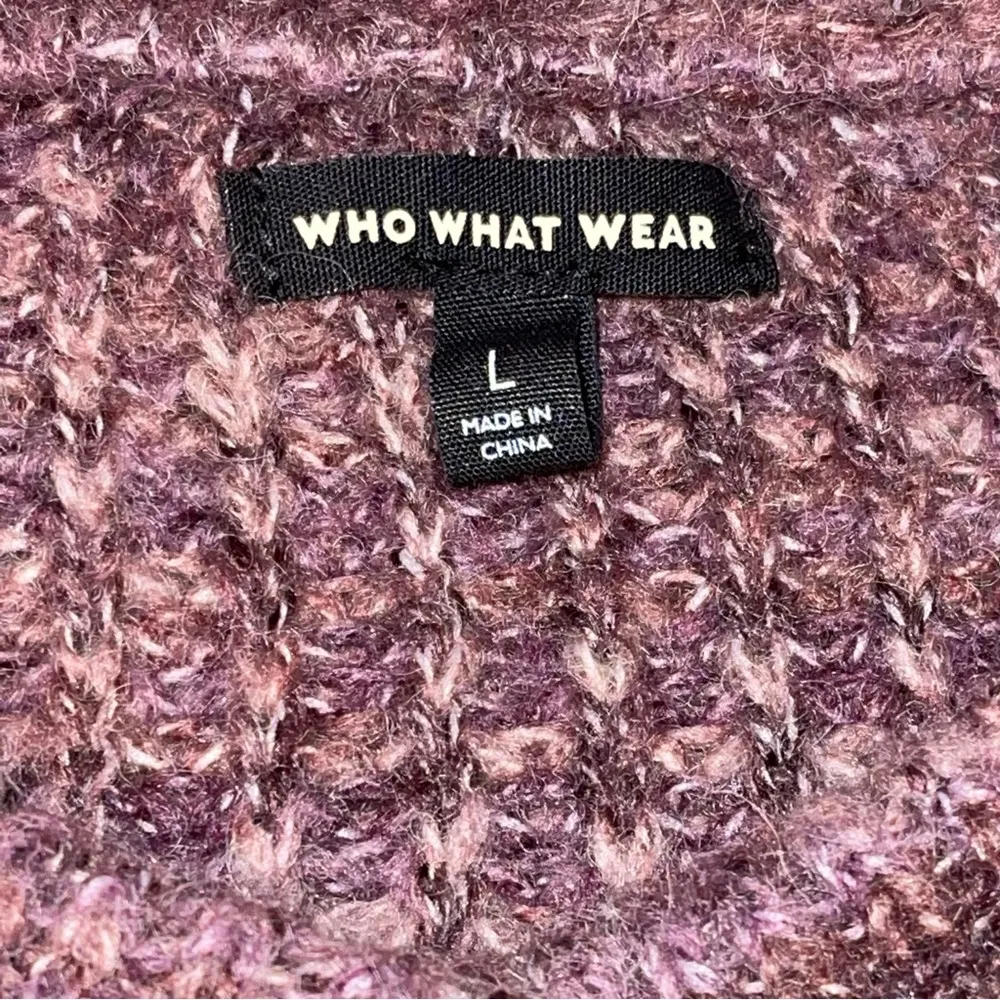 Who What Wear Women’s Cardigan Sweater Plum Sz Large 53 acrylic 25 wool 22 poly - Image 6
