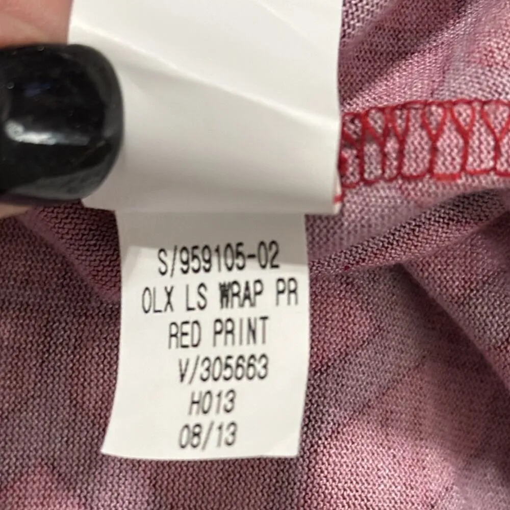 The Trophy Wife boutique size XL long sleeve wrap dress with geometric pattern Red - Image 7