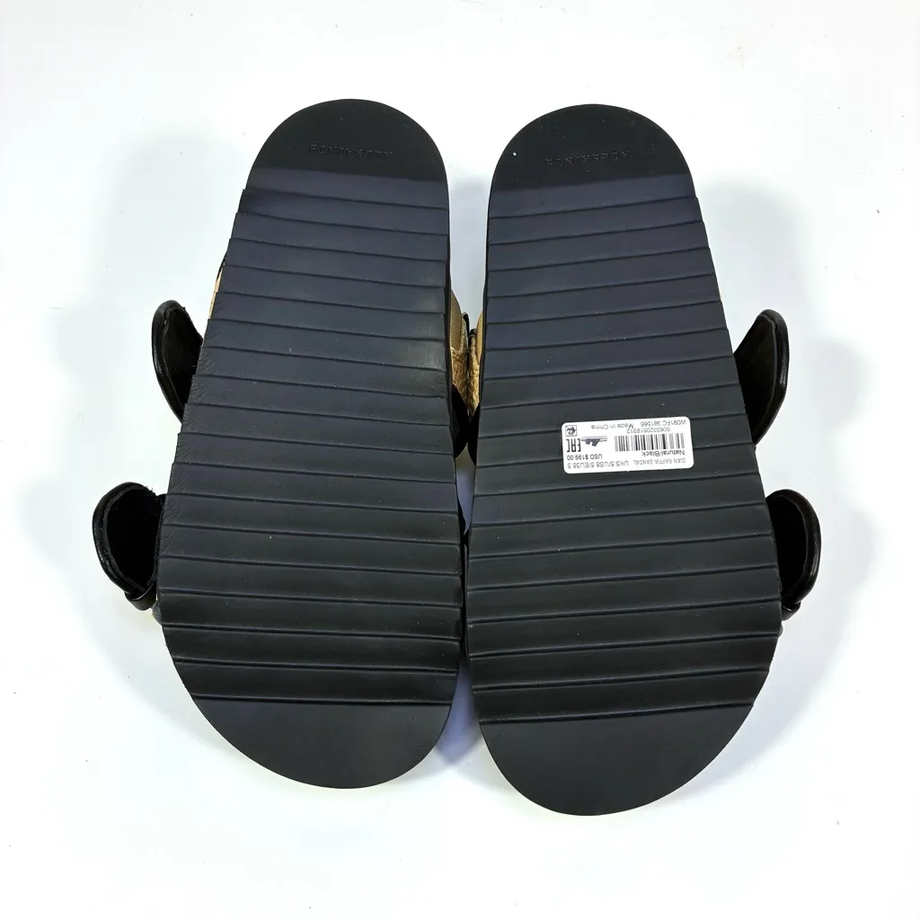 All Saints Sian Raffia Sandals Woven Big Buckle Natural Black 8.5 NEW - Image 11
