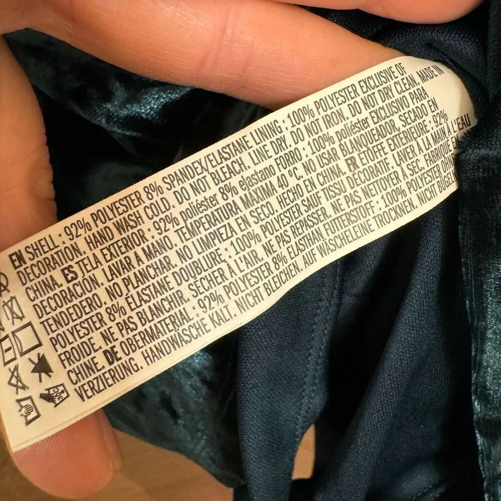 Forever 21 Forest Green Velvet Tie Shoulder Hook Eye Mini Dress S NWT - Image 6