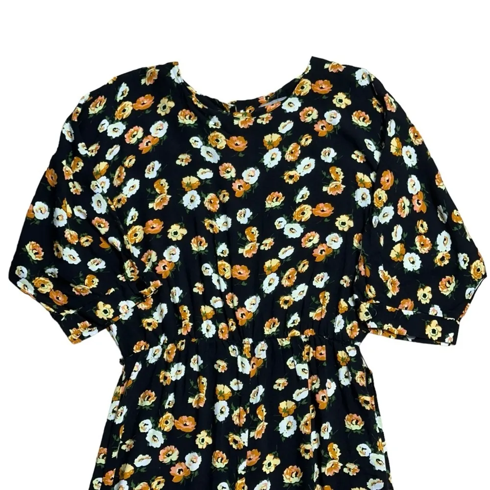 Asos Black Floral Print Mid Sleeve Jumpsuit Women’s US 8 - Image 2