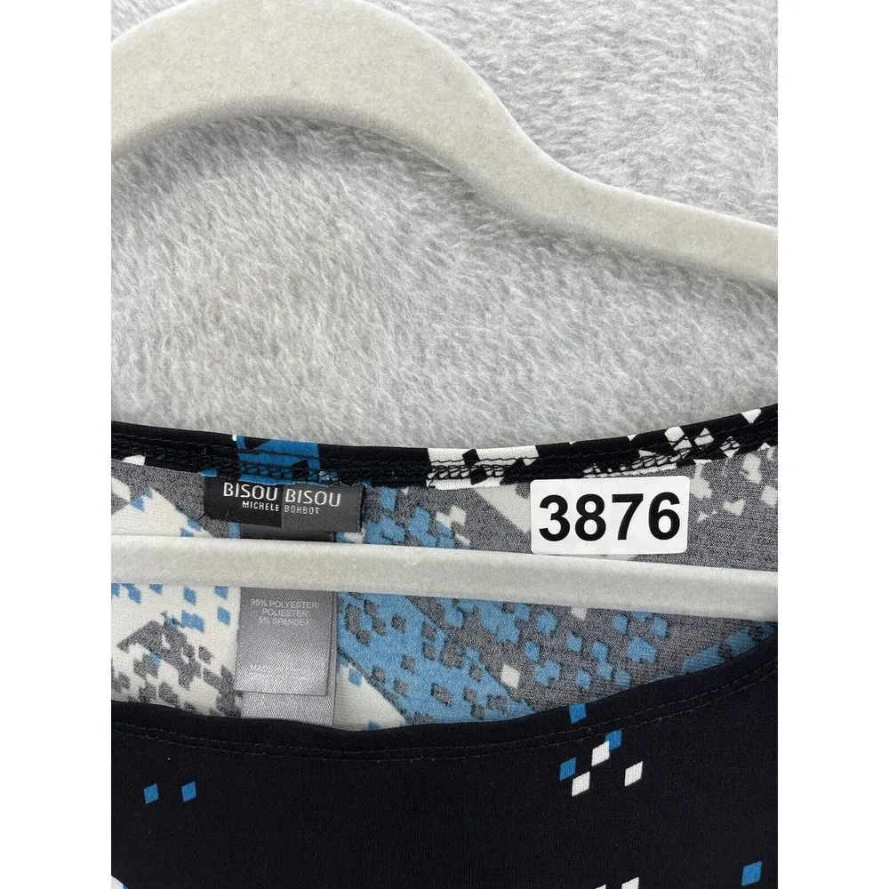 Bisou Bisou Women's Dress A Line Cap Sleeve Black Blue Pockets Unlined Size 10 - Image 10