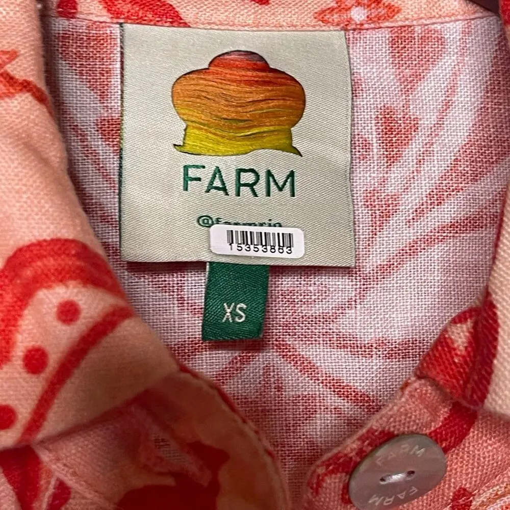 Farm Rio Jaipur Red Mini Linen Romper sz XS - Image 2