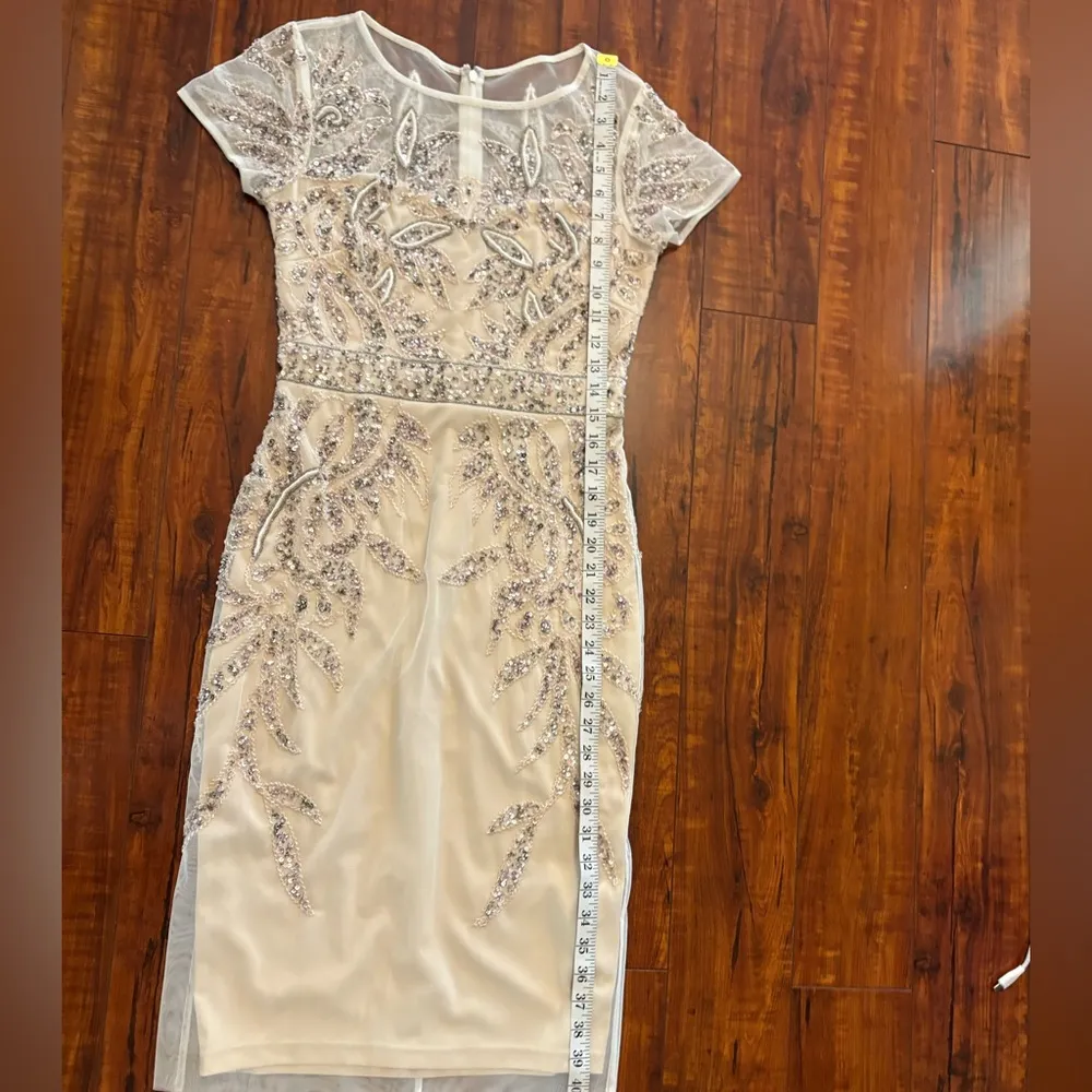 adrianna papell Embellished Mesh Sequin Cocktail wedding Formal Gown dress 2 NWT - Image 16