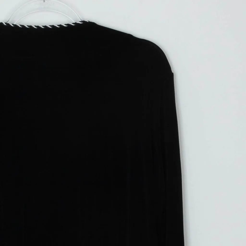 Chicos Travelers Womens Slinky Open Front Cardigan‎ Size L 2 Black Long Sleeve - Image 8